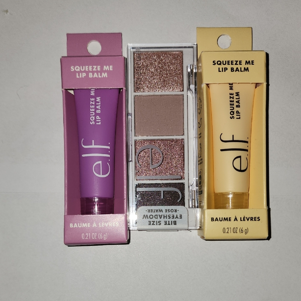 ELF Lip Balm and Eyeshadow Trio - Purple, Gold, Brown